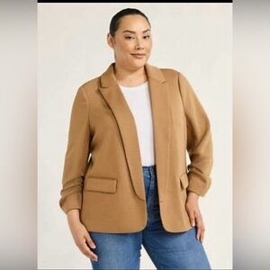 NWT Scoop khaki scrunch sleeve blazer Size XL